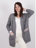 Canadiana Grey Cardigan with Red and White Details and Pockets